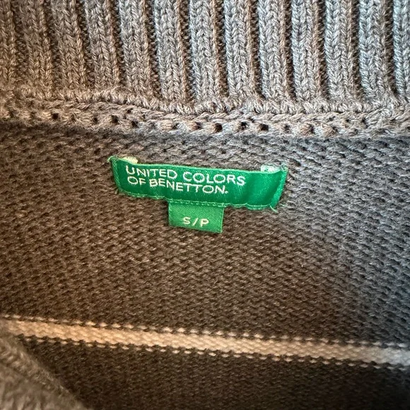 United Colors Of Benetton Women’s Gray & White Stripe Half-Zip Sweater - Picture 3 of 3